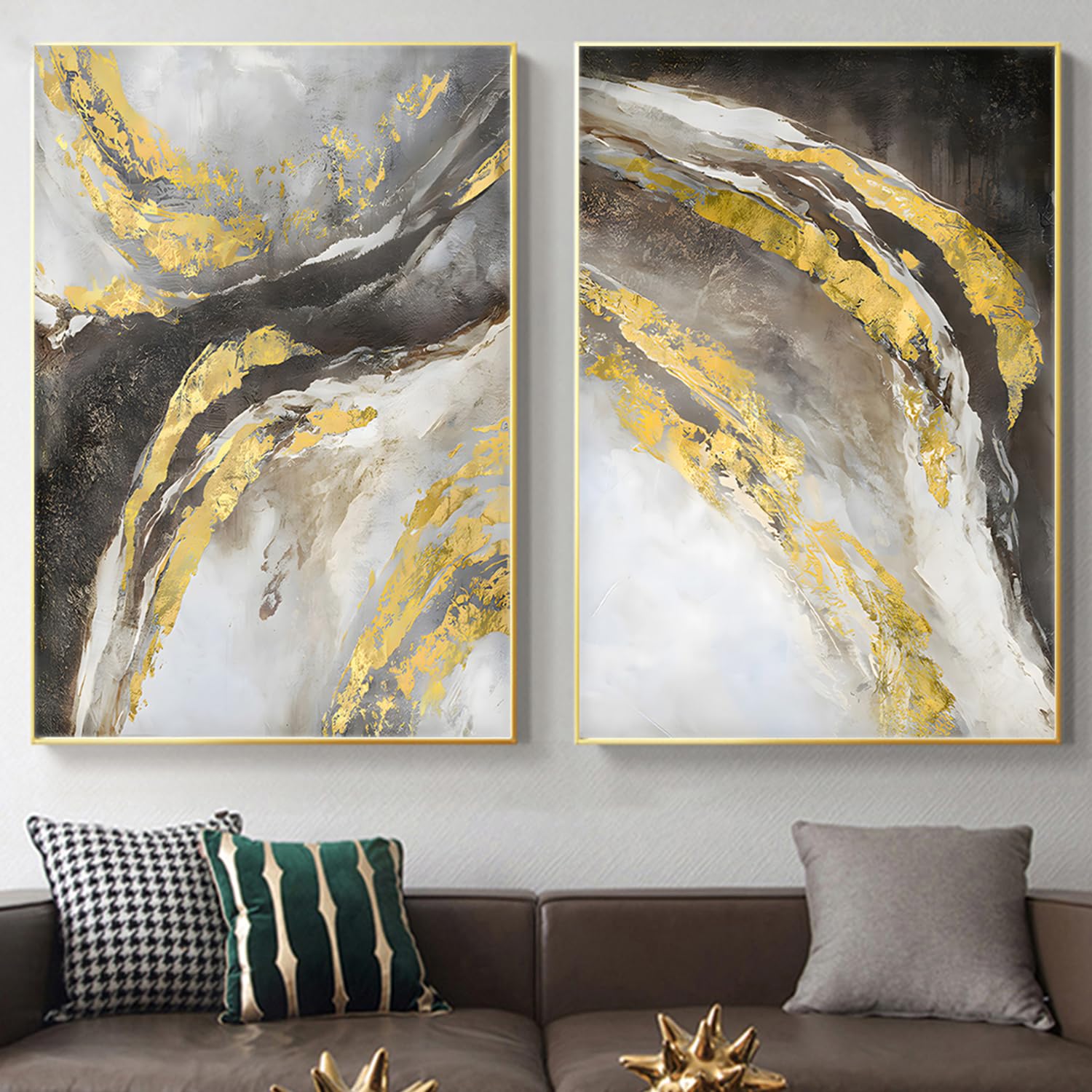 Amazon.co.jp: 抽象キャンバスアート ブラック&ゴールド キャンバス